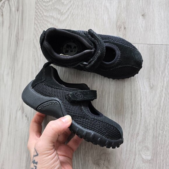 Merrell | black monochrome suede Mary Jane Balletcore sporty shoes  | Toddler 8 - Picture 1 of 10